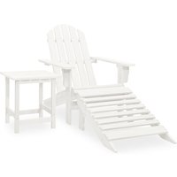 Berkfield Home Garden Adirondack Chair with Ottoman&Table Solid Fir Wood White