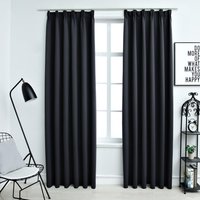 Berkfield Home Blackout Curtains with Hooks 2 pcs Black 140x245 cm