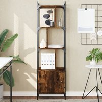 Berkfield Home Bookcase with Door Smoked Oak 44.5x30x154.5 cm Engineered Wood in Brown