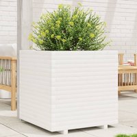 Berkfield Home Garden Planter White 70x70x72 cm Solid Wood Pine | Size: 70 x 70 x 72 cm
