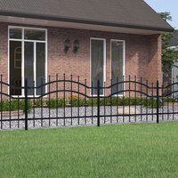 Berkfield Home Garden Fence with Spear Top Black 115 cm Powder-coated Steel