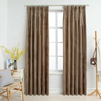 Berkfield Home Blackout Curtains 2 pcs with Hooks Velvet Beige 140x175 cm