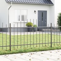 Berkfield Home Garden Fence with Hoop Top - Grey, 11.9 x 1 m Steel in Grey