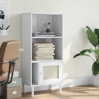 Berkfield Home Bookcase SENJA Rattan Look White 60x35x130 cm Solid Wood Pine | Size: 60 x 35 x 130 cm