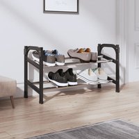 Berkfield Home Extendable Shoe Rack with 2 Shelves 119x24x37 cm in Black | Size: 119 x 24 x 37 cm
