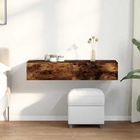 Berkfield Home Wall Shelf with Drawers Smoked Oak 100x36x19 cm Engineered Wood in Brown | Size: 100 x 36 x 19 cm