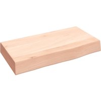 Berkfield Home Wall Shelf 40x20x6 cm Untreated Solid Wood Oak in Brown | Size: 40 x 20 x 6 cm