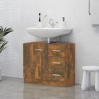 Berkfield Home Sink Cabinet Smoked Oak 63x30x54 cm Engineered Wood in Brown | Size: 63 x 30 x 54 cm