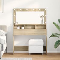 Berkfield Home Dressing Table with LED Lights - Sonoma Oak, 100x41x135 cm in Brown | Size: 100 x 41 x 135 cm