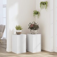 Berkfield Home Plant Stands 2 pcs White 30x30x50 cm Engineered wood | Size: 30 x 30 x 50 cm