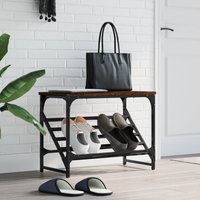 Berkfield Home Shoe Rack Brown Oak 60x30x45 cm Engineered Wood | Size: 60 x 30 x 45 cm