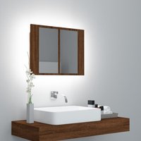 Berkfield Home LED Mirror Cabinet Brown Oak 60x12x45 cm Engineered Wood | Size: 60 x 12 x 45 cm