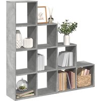 Berkfield Home Room Divider Bookcase 4-Tier Concrete Grey 131.5x29x131.5 cm Engineered Wood