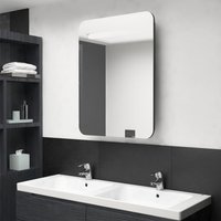 Berkfield Home LED Bathroom Mirror Cabinet Shining Black 60x11x80 cm | Size: 60 x 11 x 80 cm