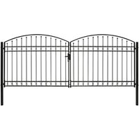 Berkfield Home Fence Gate Double Door with Arched Top Steel 400x175 cm Black