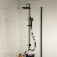 Modern Exposed Square Shower Mixer Handset & Riser Rail Kit Matte Black