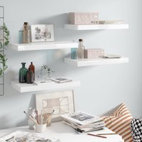 Berkfield Home Floating Wall Shelves 4 pcs High Gloss White 50x23x3.8 cm MDF