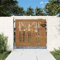 Berkfield Home Garden Gate 85x100 cm Corten Steel Bamboo Design in Brown