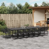 Berkfield Home 17 Piece Garden Dining Set Black Poly Rattan