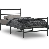 Berkfield Home Metal Bed Frame without Mattress with Footboard Black 100x200cm in Black | Size: 100x200 cm