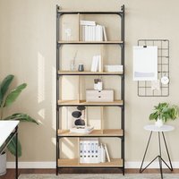 Berkfield Home Bookcase 6-Tier Sonoma Oak 76x32x192 cm Engineered Wood in Brown | Size: 76 x 32 x 192 cm