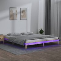 Berkfield Home LED Bed Frame 180x200 cm Super King Size Solid Wood in Brown
