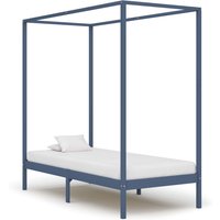 Berkfield Home Canopy Bed Frame Grey Solid Pine Wood 90x200 cm