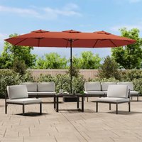 Berkfield Home Double-Head Parasol Terracotta 449x245 cm in Orange