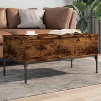 Berkfield Home Coffee Table Smoked Oak 100x50x45 cm Engineered Wood & Metal in Brown | Size: 100 x 50 x 45 cm