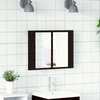 Berkfield Home LED Bathroom Mirror Cabinet Black Oak 60x12x45 cm Engineered Wood | Size: 60 x 12 x 45 cm