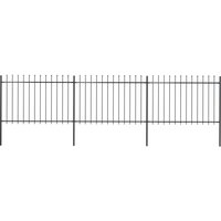 Berkfield Home Garden Fence with Spear Top Steel 5.1x1.2 m Black