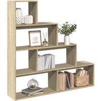 Berkfield Home Room Divider Bookcase 4-Tier Sonoma Oak 143.5x29x143.5 cm Engineered Wood in Brown
