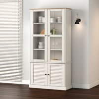 Berkfield Home Glass Display Cabinet VIGO White 85x35x170 cm Solid Wood Pine | Size: 85 x 35 x 170 cm