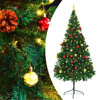 Berkfield Home Artificial Pre-lit Christmas Tree with Baubles Green 210 cm