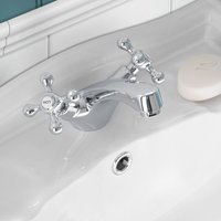 Trafford Cross Head Basin Mono Mixer Tap & Waste Chrome Metallic