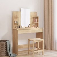 Berkfield Home Dressing Table with Mirror Sonoma Oak 96x39x142 cm in Brown | Size: 96 x 39 x 142 cm