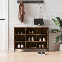 Berkfield Home Shoe Cabinet Smoked Oak 100x35x70 cm Engineered Wood in Brown | Size: 100 x 35 x 70 cm