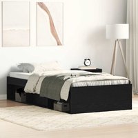 Berkfield Home Bed Frame without Mattress Black Oak 75x190 cm Engineered Wood in Brown