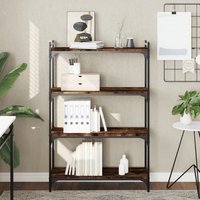 Berkfield Home Bookcase 4-Tier Smoked Oak 80x30x120 cm Engineered Wood in Brown | Size: 80 x 30 x 120 cm