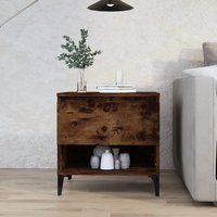 Berkfield Home Side Table Smoked Oak 50x46x50 cm Engineered Wood in Brown | Size: 50 x 46 x 50 cm