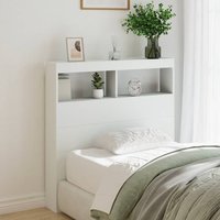 Berkfield Home Headboard Cabinet with LED White 100x17x102 cm | Size: 100 x 17 x 102 cm