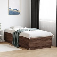 Berkfield Home Bed Frame with LED without Mattress Brown Oak 90x200 cm