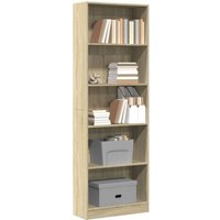 Berkfield Home Bookcase Sonoma Oak 60x24x176 cm Engineered Wood in Brown | Size: 60 x 24 x 176 cm