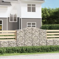 Berkfield Home Arched Gabion Baskets 9 pcs 200x50x140/160 cm Galvanised Iron in Silver