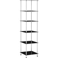 Berkfield Home 6-Tier Shelf Black 40x40x160 cm Tempered Glass | Size: 40 x 40 x 160 cm