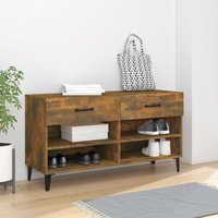 Berkfield Home Shoe Cabinet Smoked Oak 102x35x55 cm Engineered Wood in Brown | Size: 102 x 35 x 55 cm