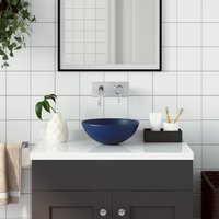 Berkfield Home Bathroom Sink Ceramic Dark Blue Round