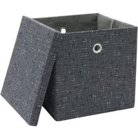 MANTRARAJ Shadow Paper Lidded Storage Boxes With Lids Collapsible Storage Baskets in Dark Grey