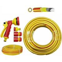 MANTRARAJ 30M Spray Gun Set Garden Hose Pipe Heavy Duty Outdoor Reinforced 1/2" Garden Hose in Yellow
