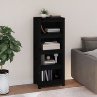 Berkfield Home Book Cabinet Black 50x35x125.5 cm Solid Wood Pine